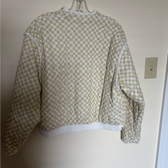 Universal Thread Cream & White Checkerboard Zip Cardigan Jacket - Picture 4 of 9